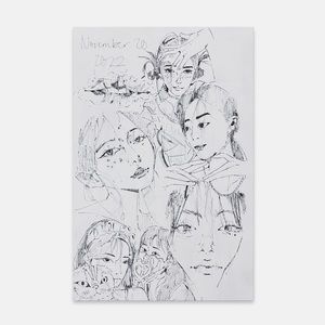 original black ink collage ulzzang girls korean illustration traditional artwork